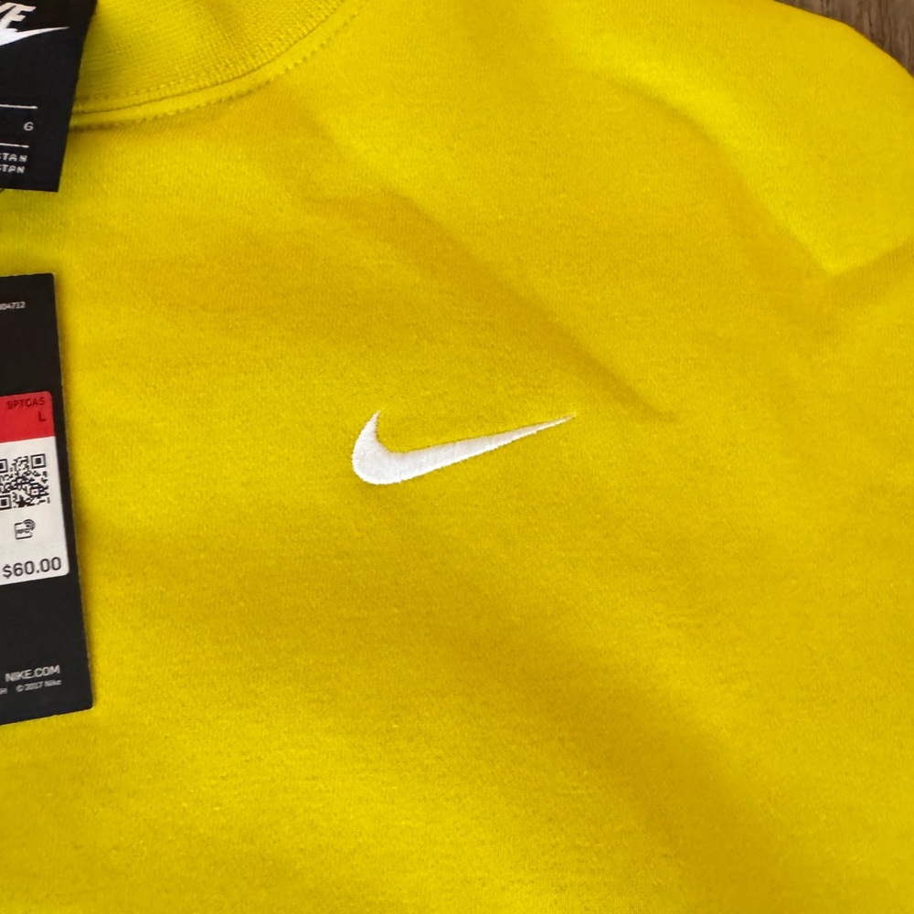 Nike Women's Bright Neon Yellow CrewNeck loose Fit Cropped CK0168-344 sz L - Picture 4 of 5
